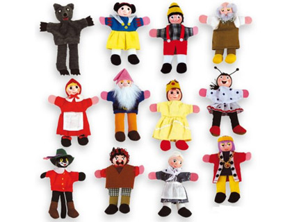 Juego andreutoys marioneta de dedos personajes cuentos infantiles surtidos 30cm caja de 12 unidades