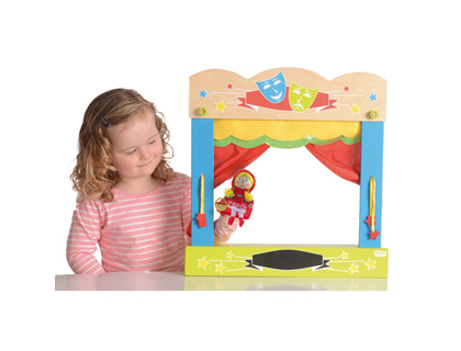 Teatro fiesta crafts de sobremesa marionetas en madera y tela una cara 45x47 cm