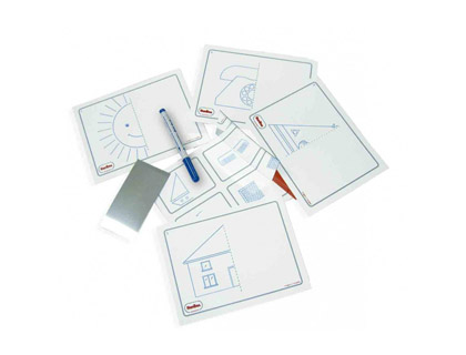 Juego tarjetas reutilizables henbea imagina y completa plastico flexible con ilustraciones 21x15 cm