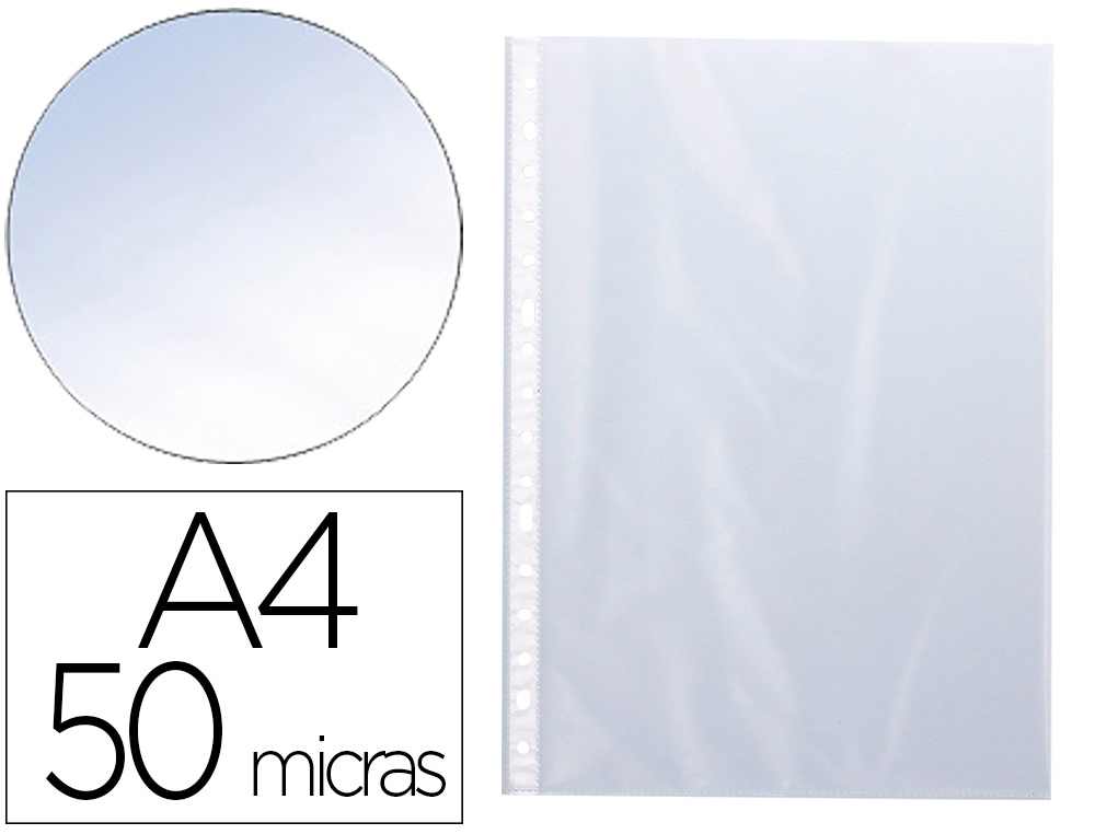 Funda multitaladro q-connect din a4 50 mc cristal bolsa de 10 unidades