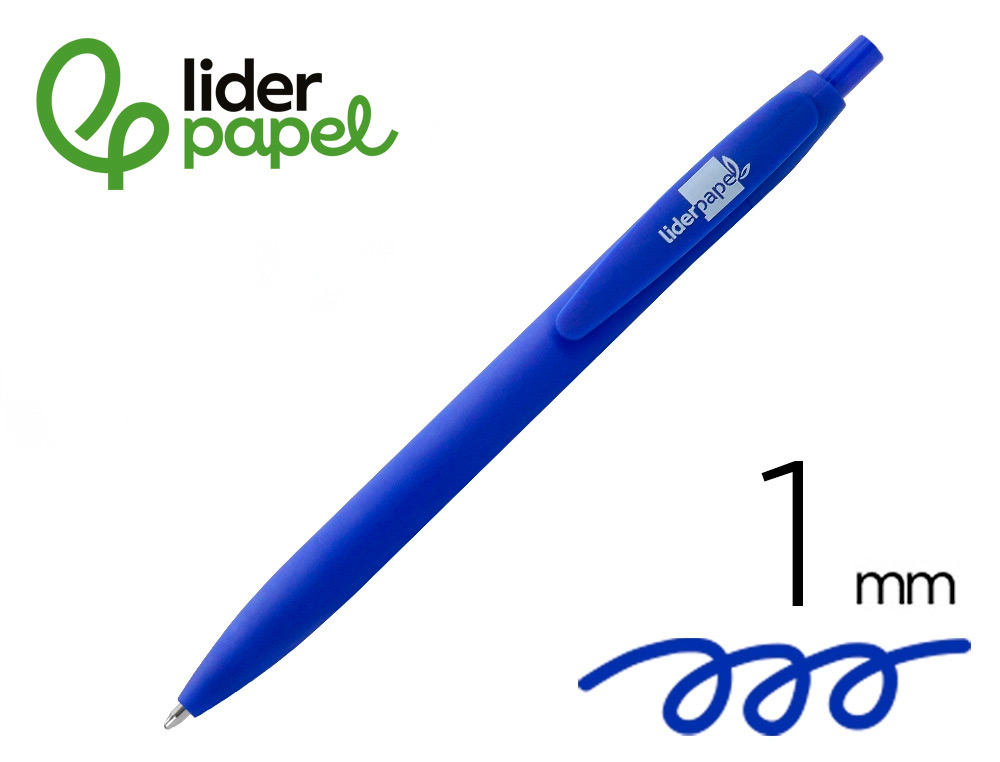 Boligrafo liderpapel soft touch retractil 1 mm tinta azul