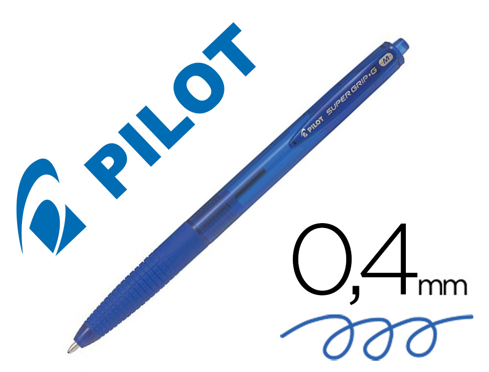 Boligrafo pilot super grip g azul retractil sujecion de caucho tinta base de aceite
