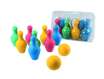 Juego de bolos amaya en foam 8 piezas y 2 pelotas longitud 18 cm