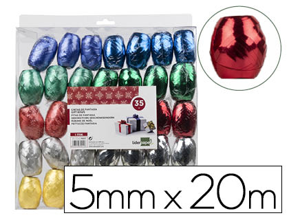 Cinta fantasia liderpapel barrilete 5 mm x 20 mt colores metalizados surtidos