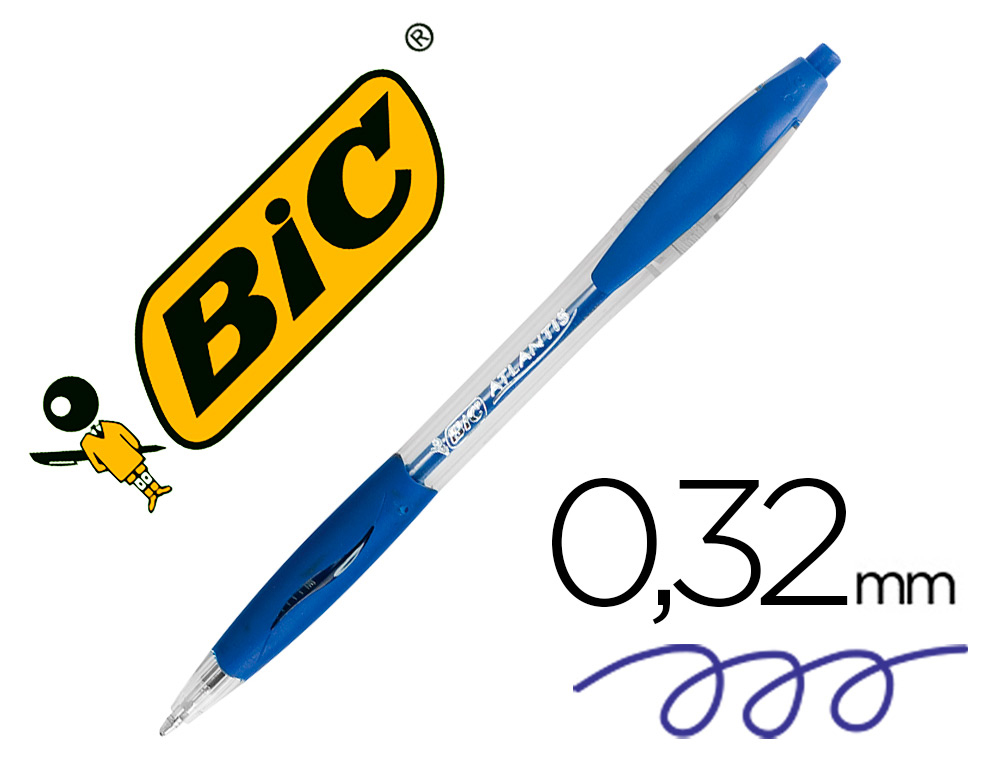 Boligrafo bic atlantis azul retractil tinta aceite punta de 1 mm