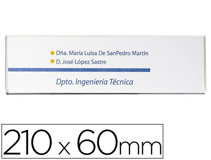 Identificador mural archivo 2000 portanombre con adhesivo trasero en poliestireno transparente 210x60 mm