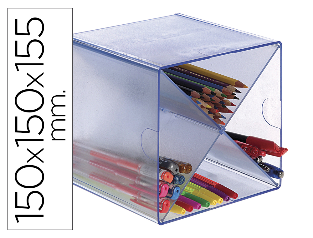 Archicubo archivo 2000 aspa organizador modular plastico azul transparente 150x150x155 mm incluye 2 clips de sujecion