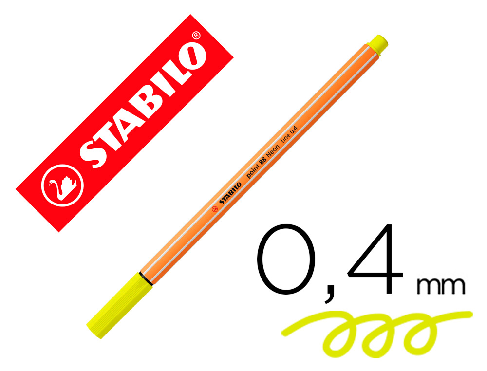 Rotulador stabilo punta de fib ra point 88 amarillo neon punta fina 0,4mm