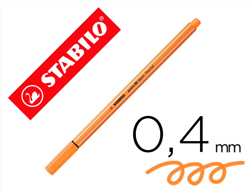Rotulador stabilo punta de fib ra point 88 naranja neon punta fina 0,4mm