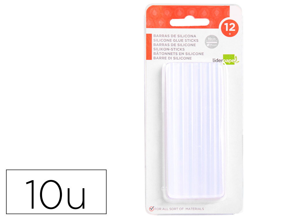 Barra termofusible liderpapel de 7 mm de diametro x 100 mm de alto blister de 12 unidades