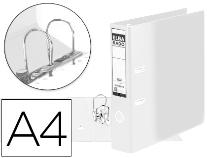 Archivador de palanca elba carton forrado din a4 blanco lomo de 80 mm rado