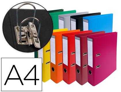 Archivador de palanca exacompta carton forrado pvc din a4 colores surtidos lomo 70 mm con compresor
