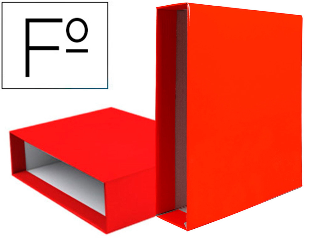 Caja archivador liderpapel de palanca carton folio documenta lomo 75mm color rojo