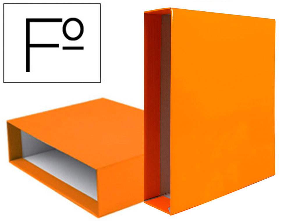 Caja archivador liderpapel de palanca carton folio documenta lomo 75mm color naranja