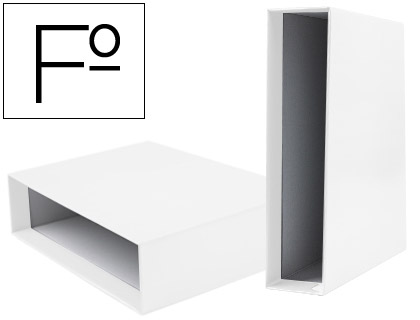 Caja archivador liderpapel de palanca carton folio documenta lomo 75mm color blanca