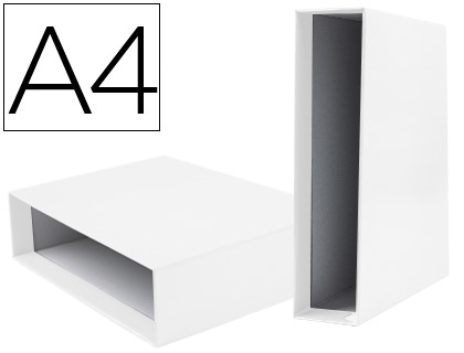 Caja archivador liderpapel de palanca carton din a4 documenta lomo 75mm color blanca