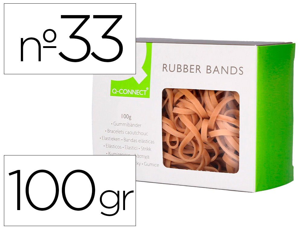 Gomillas elasticas q-connect 100 gr numero 33 90 x 3 mm