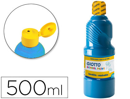 Tempera liquida giotto escolar lavable 500 ml azul cyan