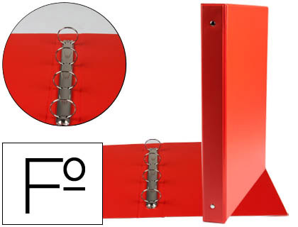 Carpeta liderpapel 4 anillas 25 mm redondas plastico folio color rojo