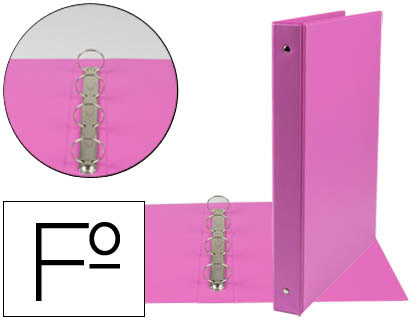 Carpeta liderpapel 4 anillas 25 mm redondas plastico folio color fucsia