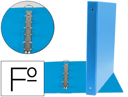 Carpeta liderpapel 4 anillas 25 mm redondas plastico folio color celeste