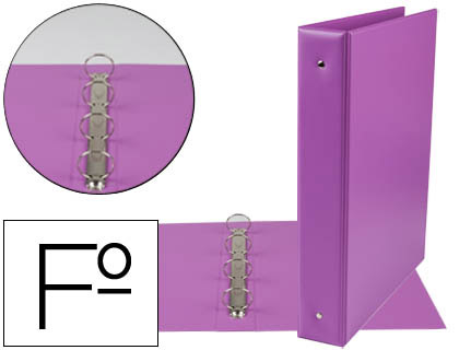 Carpeta liderpapel 4 anillas 40 mm redondas plastico folio color lila