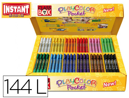 Tempera solida en barra playcolor pocket escolar caja de 144 unidades 12 colores surtidos