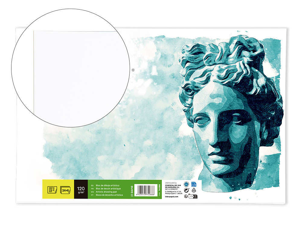 Bloc dibujo liderpapel artistico encolado 210x297 mm 30 hojas 120g/m2 sin recuadro