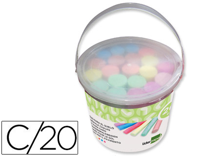 Tiza color liderpapel para suelo cubilete de 20 unidades colores surtidos