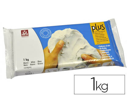 Arcilla sio-2 plus blanca endurece al aire paquete de 1 kg