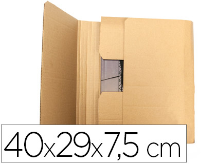 Caja para embalar libros q-connect carton reciclado canal simple 3 mm color kraft 400x290x75 mm