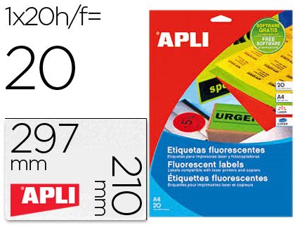 Etiqueta adhesiva apli 02881 210x297 mm para fotocopiadora laser caja con 20 hojas din a4 verde