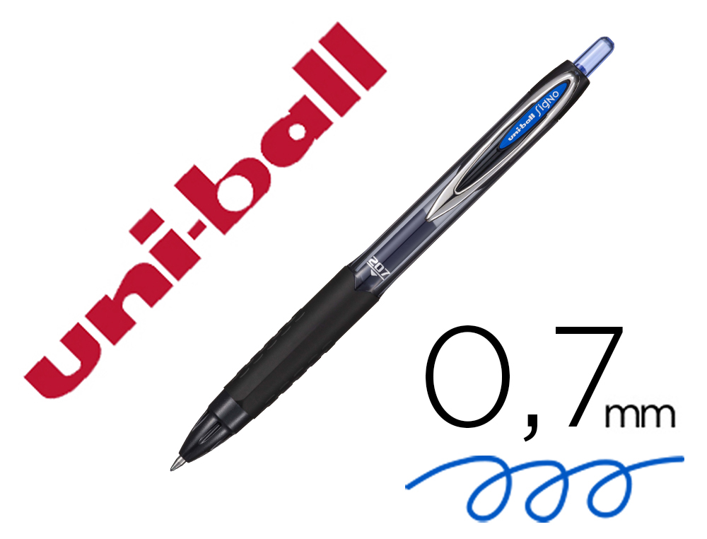 Boligrafo uni-ball signo 207e retractil 0,7 mm color azul