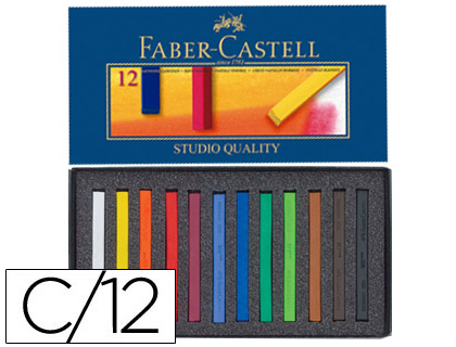 Tiza pastel faber castell estuche carton de 12 unidades colores surtidos