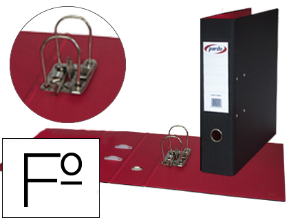 Archivador de palanca pardo folio plastico 2 anillas de 70 mm color negro