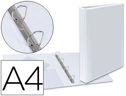Carpeta canguro 4 anillas mixtas 25mm esselte a4 plastico blanca