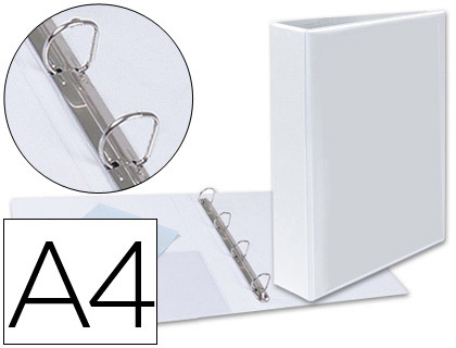 Carpeta canguro 4 anillas mixtas 40mm esselte a4 plastico blanca