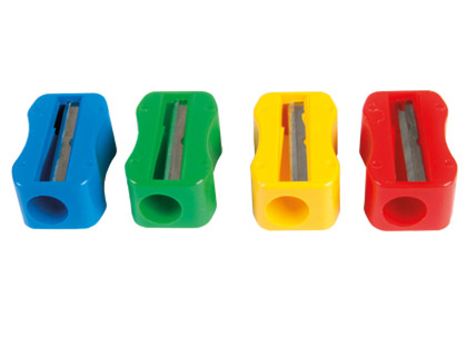 Sacapuntas m+r de plastico 1 uso sin tornillo forma rectangular ergonomica