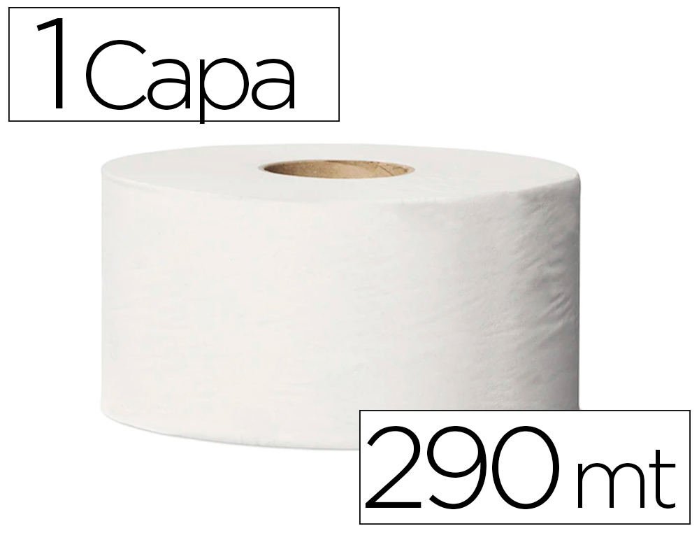 Papel higienico tork minijumbo 1 capa 290 mt para dispensador t2