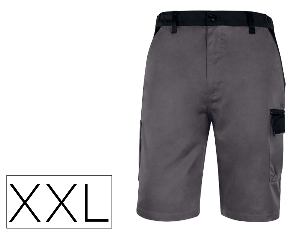 Pantalon de trabajo deltaplus bermuda cintura ajustable 5 bolsillo color gris talla xxl