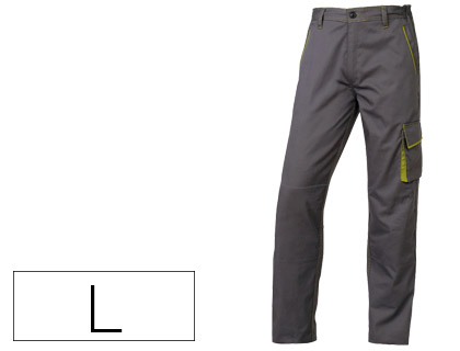 Pantalon de trabajo deltaplus cintura ajustable 5 bolsillos color gris verde talla l talla l