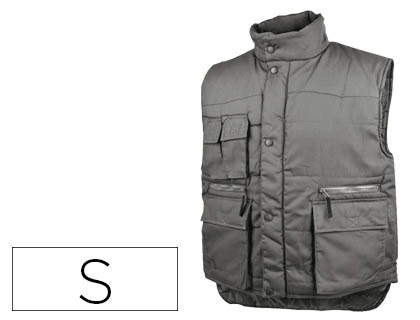 Chaleco deltaplus multibolsillos con cremallera cintura elastica protege riñones gris verde talla s