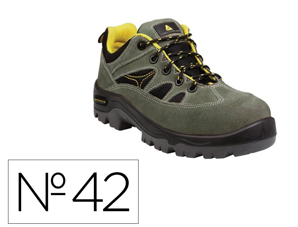Zapatos de seguridad deltaplus trek de piel serraje puntera y suela composite verde talla 42
