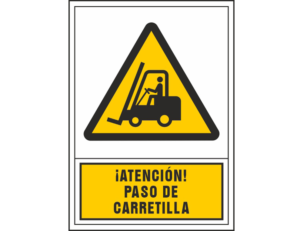 Pictograma syssa señal de advertencia atencion! paso de carretilla en pvc 245x345 mm