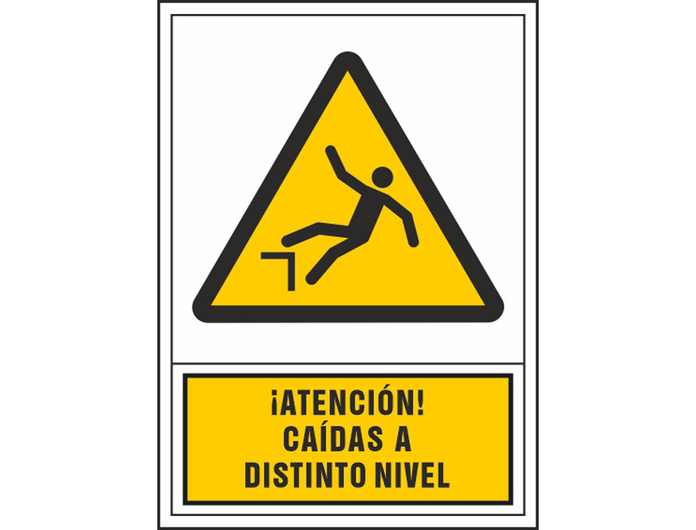 Pictograma syssa señal de advertencia atencion! caidas a distinto nivel en pvc 245x345 mm