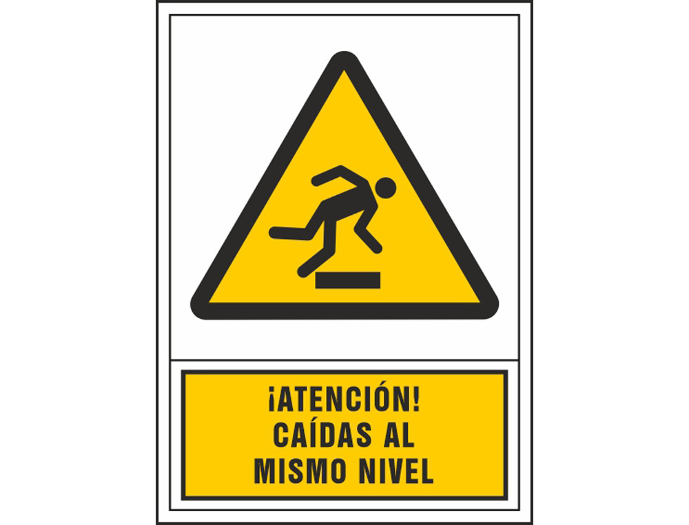 Pictograma syssa señal de advertencia atencion! caidas al mismo nivel en pvc 245x345 mm