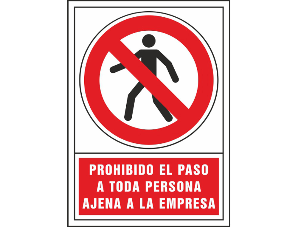 Pictograma syssa señal de prohibicion prohibido el paso a toda persona ajena a la empresa en pvc 245x345 mm