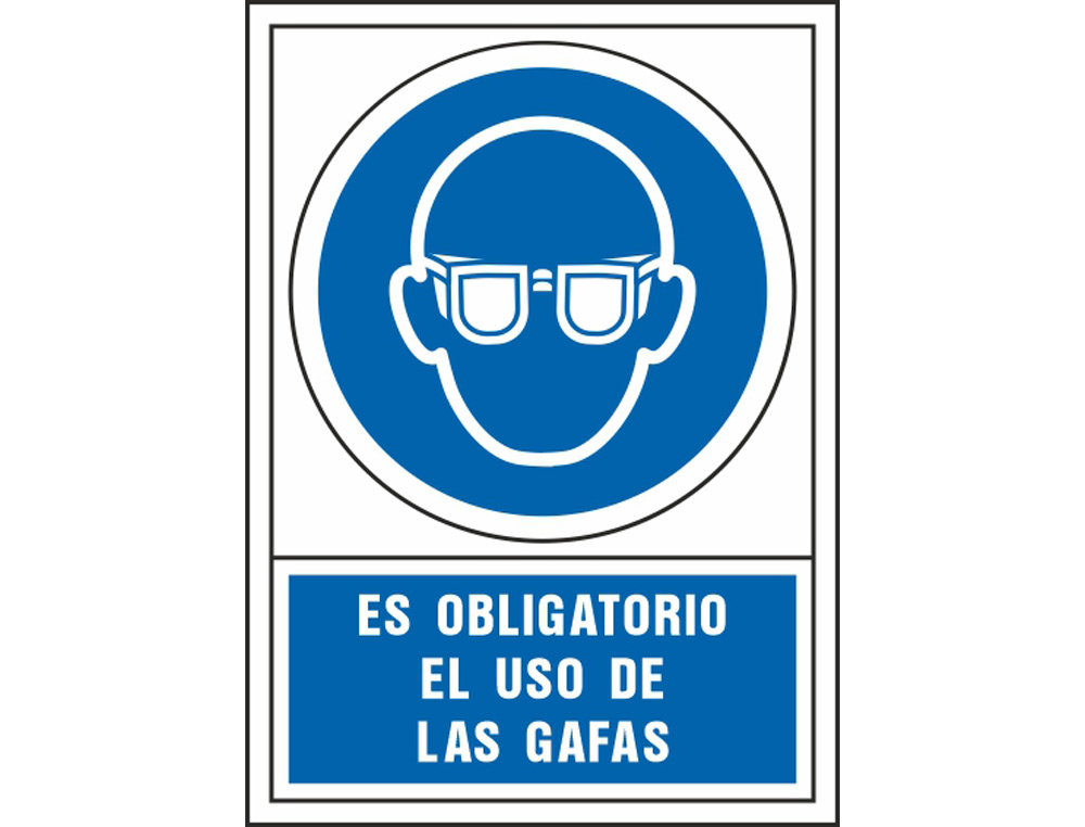 Pictograma syssa señal de obligacion es obligatorio el uso de las gafas en pvc 245x345 mm
