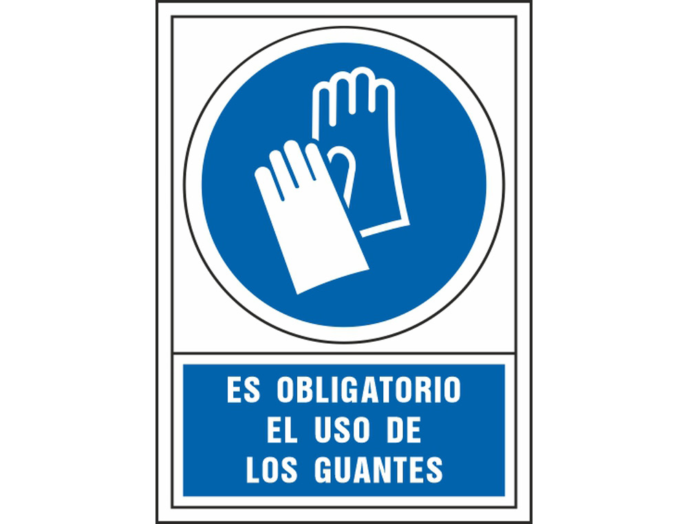 Pictograma syssa señal de obligacion es obligatorio el uso de los guantes en pvc 245x345 mm