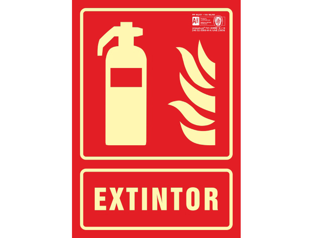 Pictograma syssa señal de extintor en pvc fotoluminiscente 210x297 mm